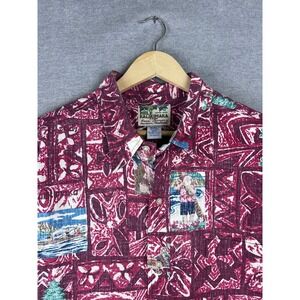 Reyn Spooner Mele Kalikimaka Christmas Hawaiian Shirt Mens XXL Burgundy Santa